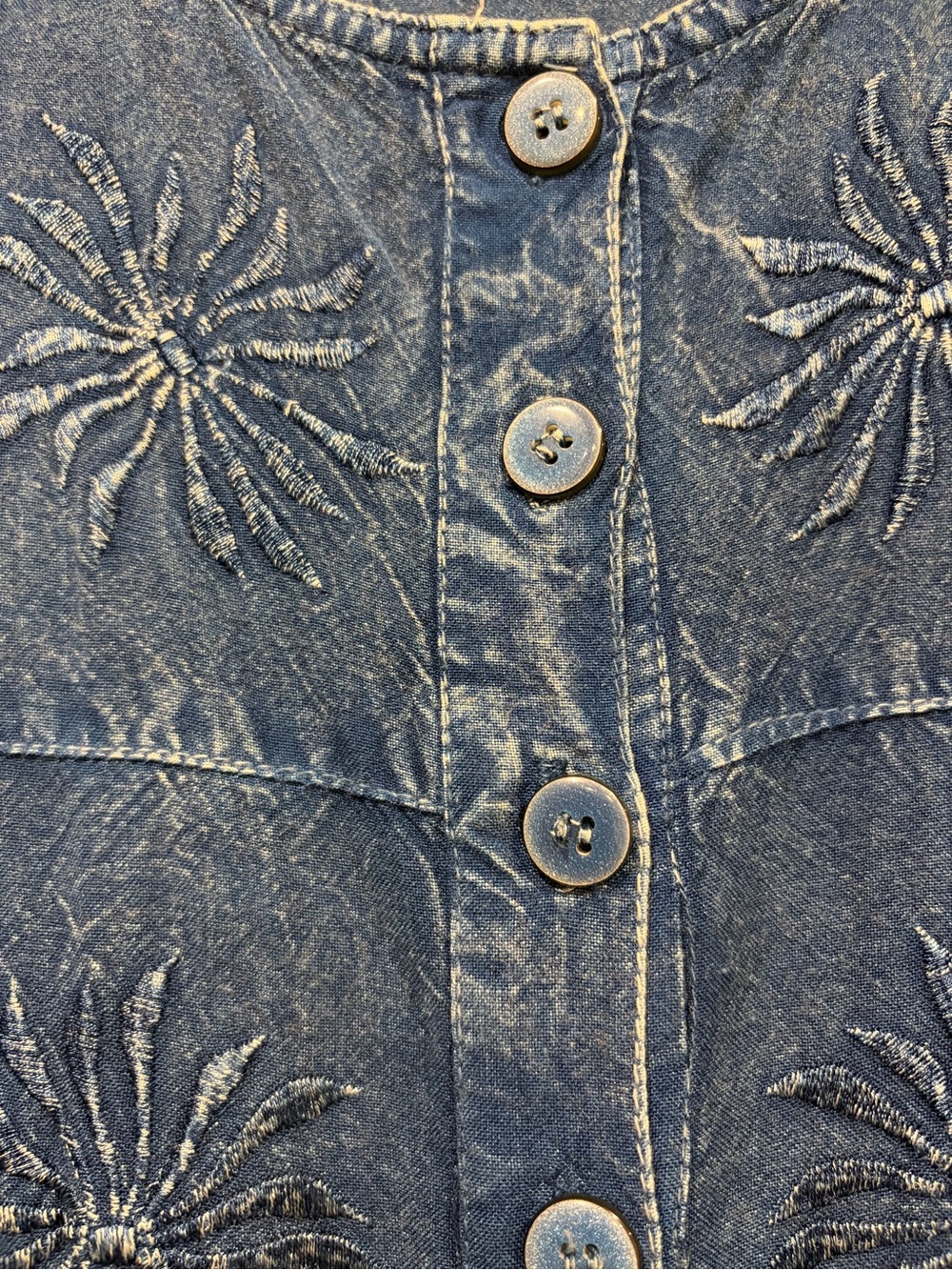 Vintage Raya Sun Blue Denim Button-Front Sunburst Dress - Picture 5 of 14